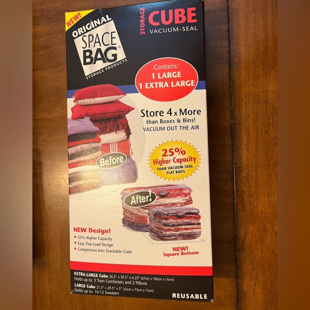 Original Space Bag Storage Products vacuum seal reusable contains 1 large & 1 XL